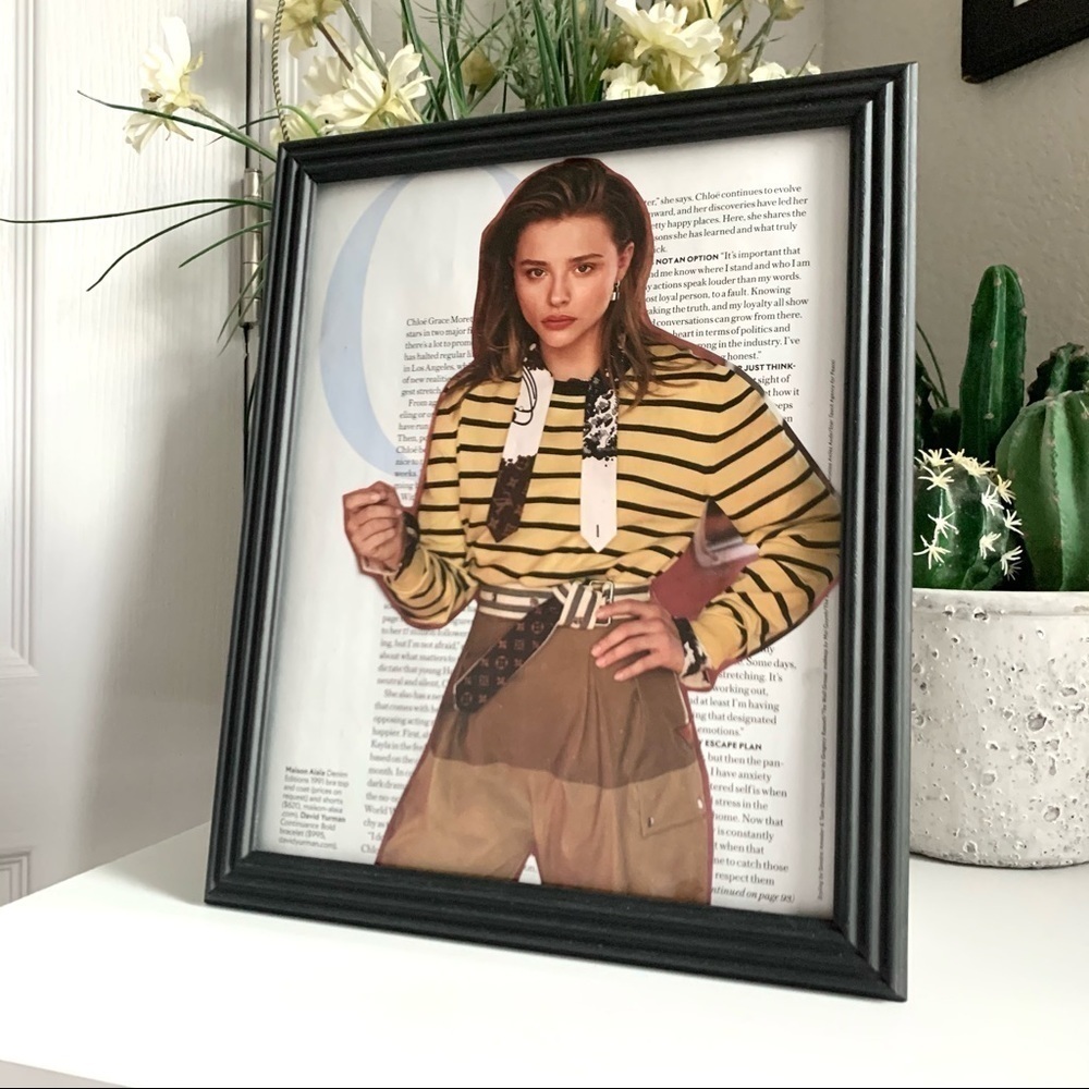 Editorial Collage Wall Art Chloe Grace Moretz Striped Top Fashion Aesthetic